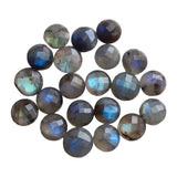 11-12mm Labradorite Rose Cut Round Cabochons Labradorite Faceted Flat Back Gems