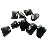 17-20mm Black Onyx RoseCut Cabochon, Faceted Fancy Cut Flat Black Onyx Gemstones For Jewelry, 5 Pieces- GODP277Z