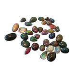 7-9mm Black Opal Plain Flat Back Cabochons, Enhanced Fire Ethiopian Welo Black Opal Flat Back Beads For Jewelry, 5 Pieces - GODP549Z