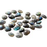20-22mm Labradorite Rose Cut Cabochons, Labradorite Faceted Flat Back Cabochons For Jewelry, 5 Pcs - GODP508