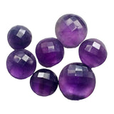 12-13mm Amethyst Cabochon Lot, Round Checker Cut, Loose Flat Back Faceted Amethyst For Jewelry, 5 Pieces - KS77A