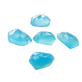 20-22mm Blue Chalcedony Fancy Cut Cabochon, Drilled Rose Cut Blue Chalcedony Flat Back Cabochon For Jewelry (5 Pcs To 10 Pcs) - GS3746
