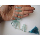 22-25mm Aqua Chalcedony Faceted Drop, Blue Chalcedony Briolette Tear Drop Beads, 4 pieces in a Strand - PAG38
