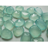 Aqua Chalcedony Rose Cut, 12x16mm To 16x20mm Blue Flat Cabochons, 3 Pieces Aqua Chalcedony Faceted Gemstones Each For Jewelry - GFJAC1Z