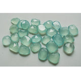 Aqua Chalcedony Rose Cut, 12x16mm To 16x20mm Blue Flat Cabochons, 3 Pieces Aqua Chalcedony Faceted Gemstones Each For Jewelry - GFJAC1Z
