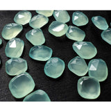 Aqua Chalcedony Rose Cut, 12x16mm To 16x20mm Blue Flat Cabochons, 3 Pieces Aqua Chalcedony Faceted Gemstones Each For Jewelry - GFJAC1Z