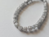 4-4.5mm Grey White Raw Natural Rough Raw Diamond Cubes / Drilled Box Beads (2 Pcs TO 4 Pcs) - PVD82