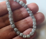 4-4.5mm Grey White Raw Natural Rough Raw Diamond Cubes / Drilled Box Beads (2 Pcs TO 4 Pcs) - PVD82