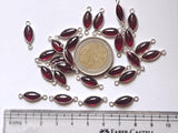6.5x19mm Garnet Bezel Double Loop Connectors, 925 Silver Marquise Cut Finding Charm (5pc To 10Pc) - PSG363