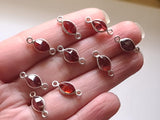 6.5x15mm Garnet Cut Double Loop Connectors, 925 Silver Marquise Cut Bezel, Finding, Charm (5pc To 10Pc) - PSG365