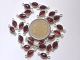 6.5x15mm Garnet Cut Double Loop Connectors, 925 Silver Marquise Cut Bezel, Finding, Charm (5pc To 10Pc) - PSG365