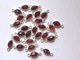 6.5x15mm Garnet Cut Double Loop Connectors, 925 Silver Marquise Cut Bezel, Finding, Charm (5pc To 10Pc) - PSG365