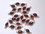 6.5x15mm Garnet Cut Double Loop Connectors, 925 Silver Marquise Cut Bezel, Finding, Charm (5pc To 10Pc) - PSG365