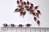 6.5x15mm Garnet Cut Double Loop Connectors, 925 Silver Marquise Cut Bezel, Finding, Charm (5pc To 10Pc) - PSG365