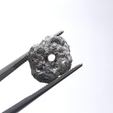 11.6x12.6mm Raw Grey Flat Diamond Bead, 1mm Hole Bead Rough Uncut Loose Diamond for Pendant / Necklace - PDD719
