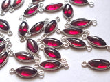 6.5x19mm Garnet Bezel Double Loop Connectors, 925 Silver Marquise Cut Finding Charm (5pc To 10Pc) - PSG363