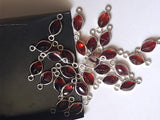 6.5x15mm Garnet Cut Double Loop Connectors, 925 Silver Marquise Cut Bezel, Finding, Charm (5pc To 10Pc) - PSG365