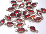 6.5x15mm Garnet Cut Double Loop Connectors, 925 Silver Marquise Cut Bezel, Finding, Charm (5pc To 10Pc) - PSG365
