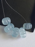 10-12mm Carved Aquamarine Melon Beads, 5 Pcs Natural Aquamarine For Jewelry / Necklace - PPH40