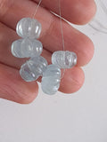 10-12mm Carved Aquamarine Melon Beads, 5 Pcs Natural Aquamarine For Jewelry / Necklace - PPH40