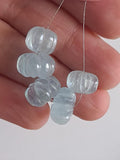 10-12mm Carved Aquamarine Melon Beads, 5 Pcs Natural Aquamarine For Jewelry / Necklace - PPH40
