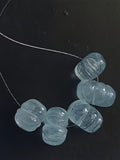 10-12mm Carved Aquamarine Melon Beads, 5 Pcs Natural Aquamarine For Jewelry / Necklace - PPH40