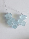 10-12mm Carved Aquamarine Melon Beads, 5 Pcs Natural Aquamarine For Jewelry / Necklace - PPH40