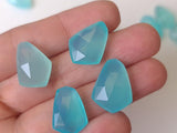 16-20mm Aqua Chalcedony Fancy / Rose Cut Flat Back Cabochons For Jewelry (2 Pcs To 5 Pcs) - PNG35