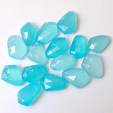 16-20mm Aqua Chalcedony Fancy / Rose Cut Flat Back Cabochons For Jewelry (2 Pcs To 5 Pcs) - PNG35