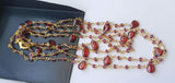 Garnet Faceted Rondelle 2.5mm & Pear 5x7mm Wire Wrapped Beaded 925 Silver Garnet Rosary Chain for Necklace - PSG367