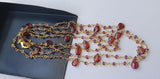 Garnet Faceted Rondelle 2.5mm & Pear 5x7mm Wire Wrapped Beaded 925 Silver Garnet Rosary Chain for Necklace - PSG367