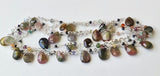 Multi Tourmaline Faceted Rondelle 2mm & Pear 5x7-6x8mm Wire Wrapped Beaded Rosary Chain 925 Silver Rosary Chain - PSG369