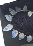 7-14 mm Rainbow Moonstone Faceted Shield Bead, Natural Both Side Faceted Fancy Beads for Necklace, 5 Pieces - PSG370