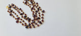 Garnet Faceted Rondelle 4mm & Drop 4x6-5x8mm Wire Wrapped Beaded 925 Silver Garnet Rosary Chain for Necklace - PSG366
