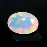 6x8mm Huge Ethiopian Opal, Oval Faceted Opal, Fancy Cut Stone For Ring, Faceted Cabochon, 0.85CTW