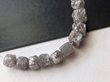 4-4.5mm Grey White Raw Natural Rough Raw Diamond Cubes / Drilled Box Beads (2 Pcs TO 4 Pcs) - PVD82