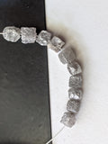 4-4.5mm Grey White Raw Natural Rough Raw Diamond Cubes / Drilled Box Beads (2 Pcs TO 4 Pcs) - PVD82