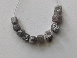 4-4.5mm Grey White Raw Natural Rough Raw Diamond Cubes / Drilled Box Beads (2 Pcs TO 4 Pcs) - PVD82