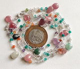 Multi Gemstone Faceted Rondelle 3-3.5mm & Pear 6x8-7x9mm Wire Wrapped Beaded Rosary Chain 925 Silver Rosary Chain for Necklace - PSG377