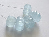 10-12mm Carved Aquamarine Melon Beads, 5 Pcs Natural Aquamarine For Jewelry / Necklace - PPH40