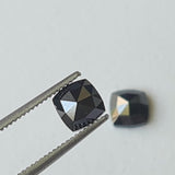 5mm Black Diamond Pair, Natural Black Square Shaped Rose Cut Faceted Cushion Diamond Flat Back Cabochon for Earring - PDD776