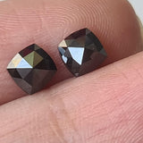 5mm Black Diamond Pair, Natural Black Square Shaped Rose Cut Faceted Cushion Diamond Flat Back Cabochon for Earring - PDD776