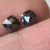 5mm Black Diamond Pair, Natural Black Square Shaped Rose Cut Faceted Cushion Diamond Flat Back Cabochon for Earring - PDD776