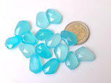 16-20mm Aqua Chalcedony Fancy / Rose Cut Flat Back Cabochons For Jewelry (2 Pcs To 5 Pcs) - PNG35