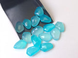 16-20mm Aqua Chalcedony Fancy / Rose Cut Flat Back Cabochons For Jewelry (2 Pcs To 5 Pcs) - PNG35