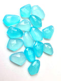 16-20mm Aqua Chalcedony Fancy / Rose Cut Flat Back Cabochons For Jewelry (2 Pcs To 5 Pcs) - PNG35