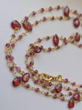 Garnet Faceted Rondelle 2.5mm & Pear 5x7mm Wire Wrapped Beaded 925 Silver Garnet Rosary Chain for Necklace - PSG367
