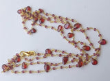 Garnet Faceted Rondelle 2.5mm & Pear 5x7mm Wire Wrapped Beaded 925 Silver Garnet Rosary Chain for Necklace - PSG367