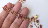 Garnet Faceted Rondelle 2.5mm & Pear 5x7mm Wire Wrapped Beaded 925 Silver Garnet Rosary Chain for Necklace - PSG367