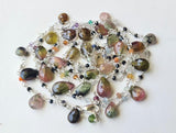 Multi Tourmaline Faceted Rondelle 2mm & Pear 5x7-6x8mm Wire Wrapped Beaded Rosary Chain 925 Silver Rosary Chain - PSG369